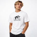 Model wearing a White T-shirt with a monochrome sloth lying on a branch above the text “NO. YOU DO IT.”
