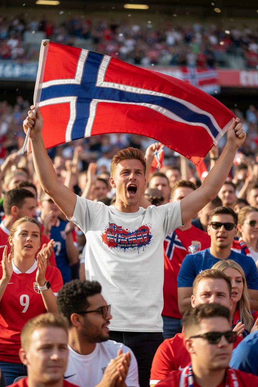 Norway World Cup 2026 T-Shirt - Bold Graffiti Flag Design by StayClothed.com