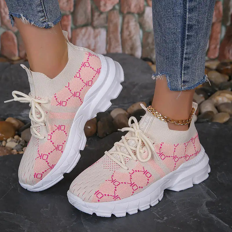 Womens Breathable Mesh Lightweight Lace Up Running Trainers