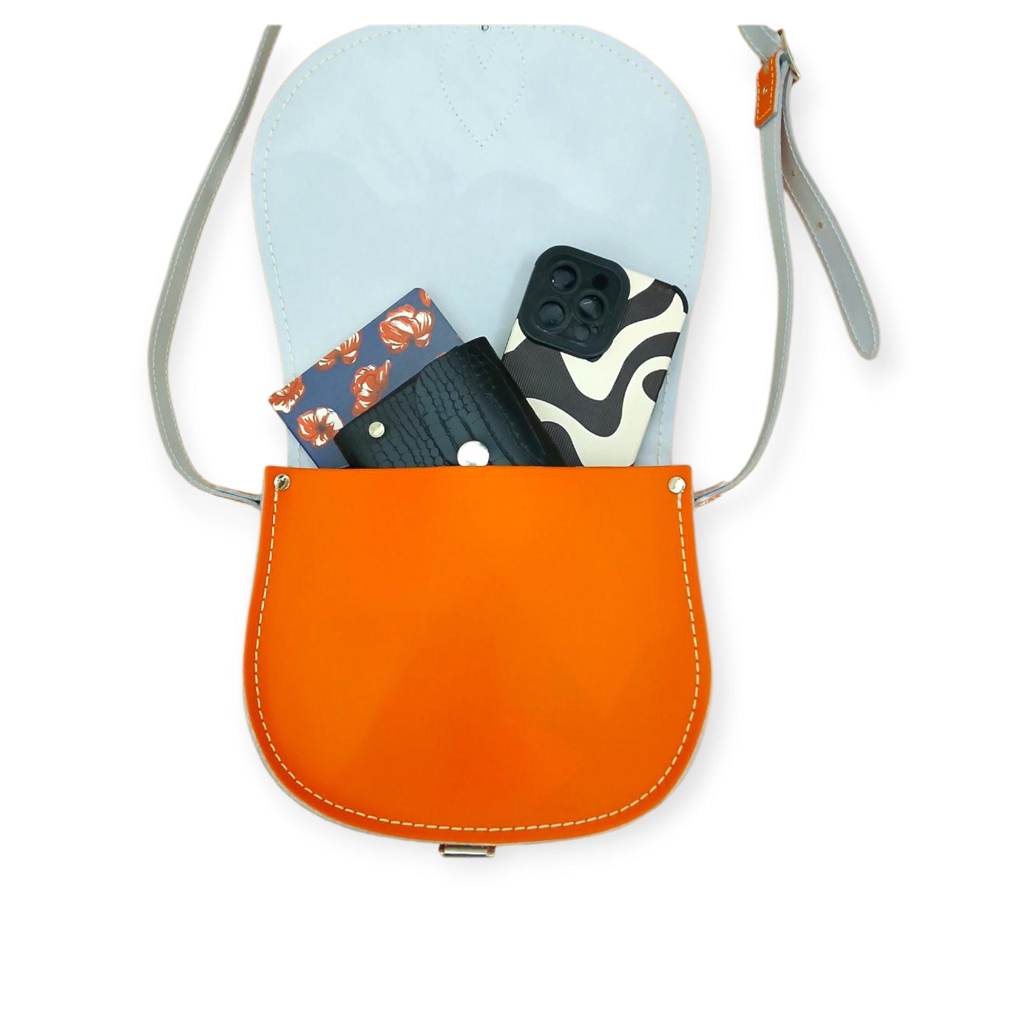 Zatchels Orange Handmade Leather Saddle Bag