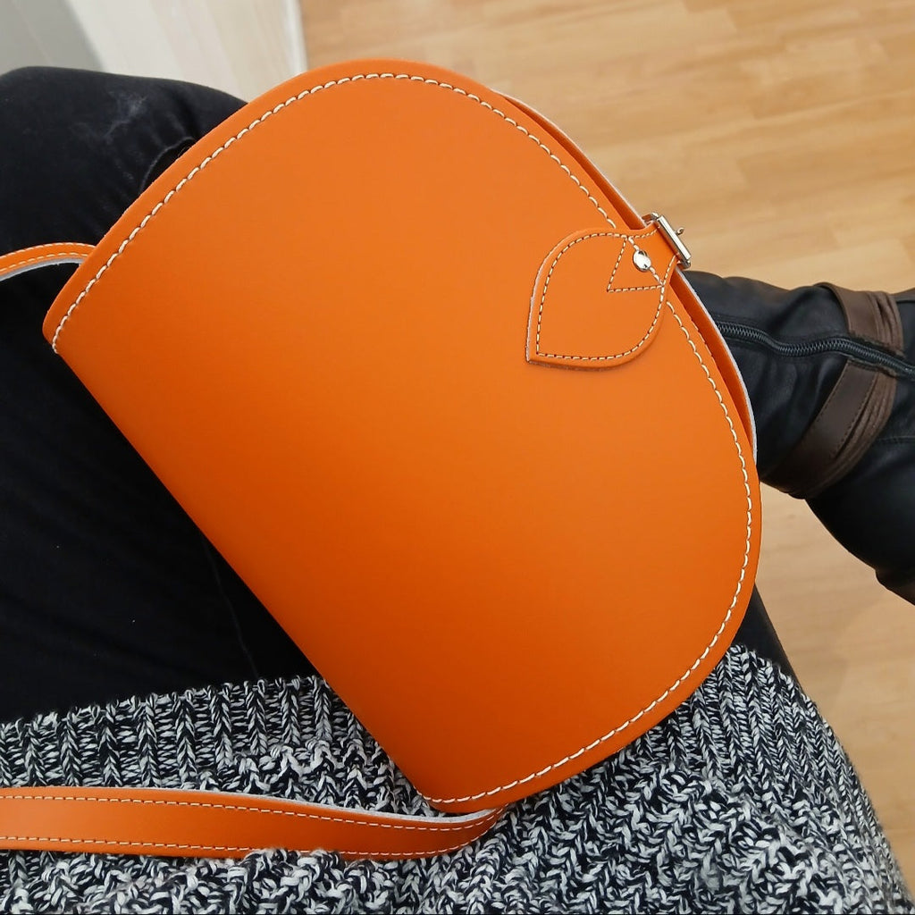 Zatchels Orange Handmade Leather Saddle Bag