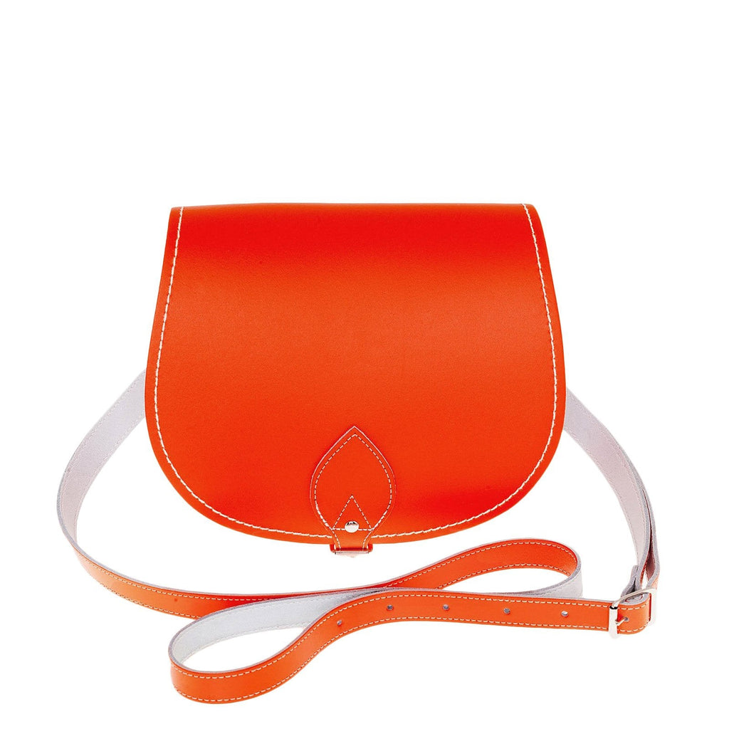 Zatchels Orange Handmade Leather Saddle Bag