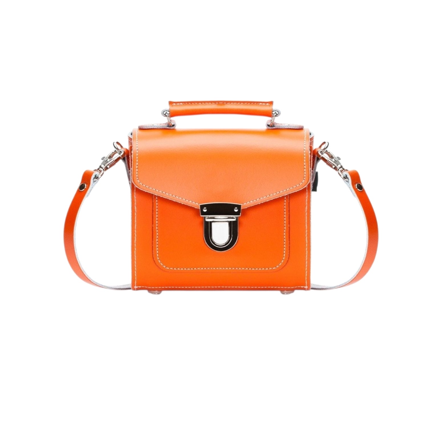 Zatchels Orange Sugarcube Handmade Leather Handbag front view