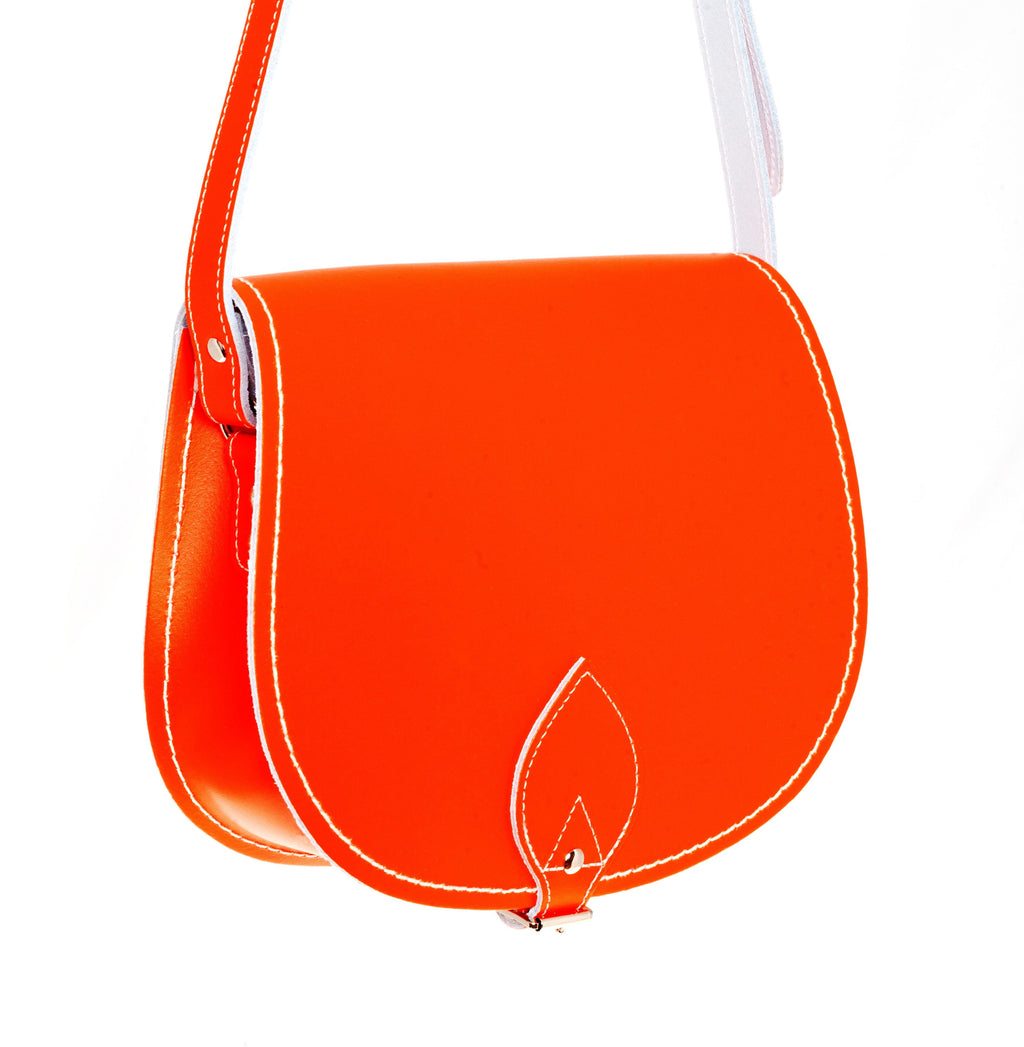 Zatchels Orange Handmade Leather Saddle Bag