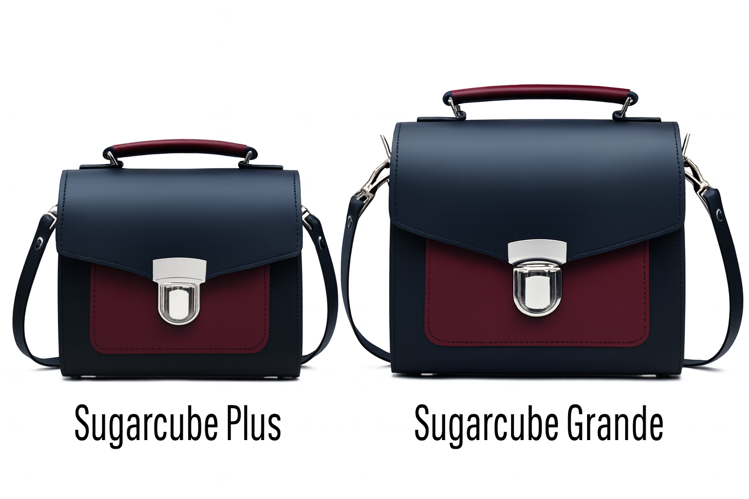 Zatchels Black & Oxblood Two Tone Sugarcube Handbag