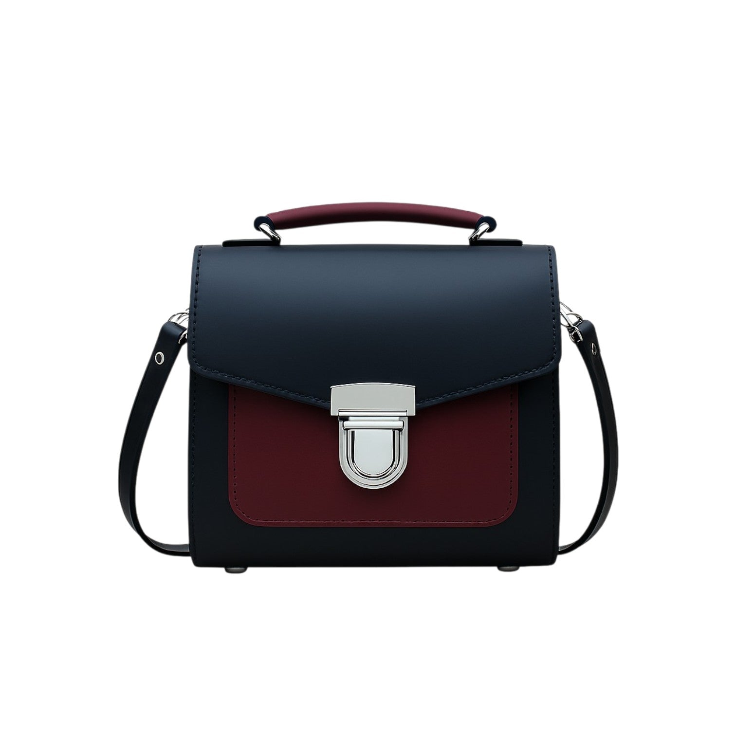 Zatchels Black & Oxblood Two Tone Sugarcube Handbag