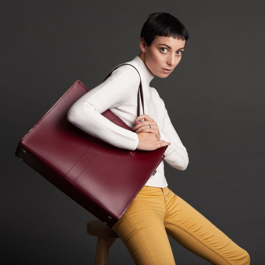 Zatchels Marsala Red Handmade Leather Shopper Bag