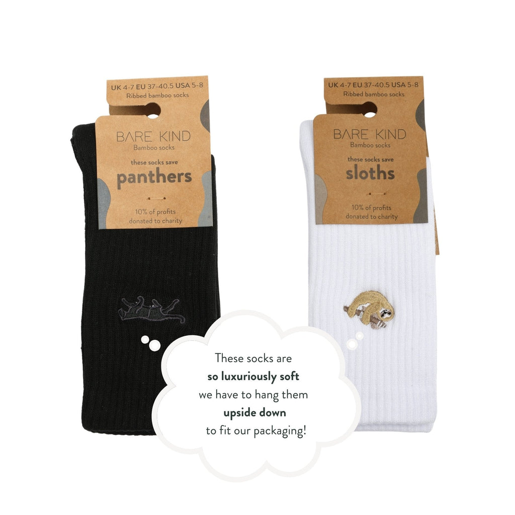 Bare Kind Black and White Ribbed 2 Pack Bamboo Sock Set