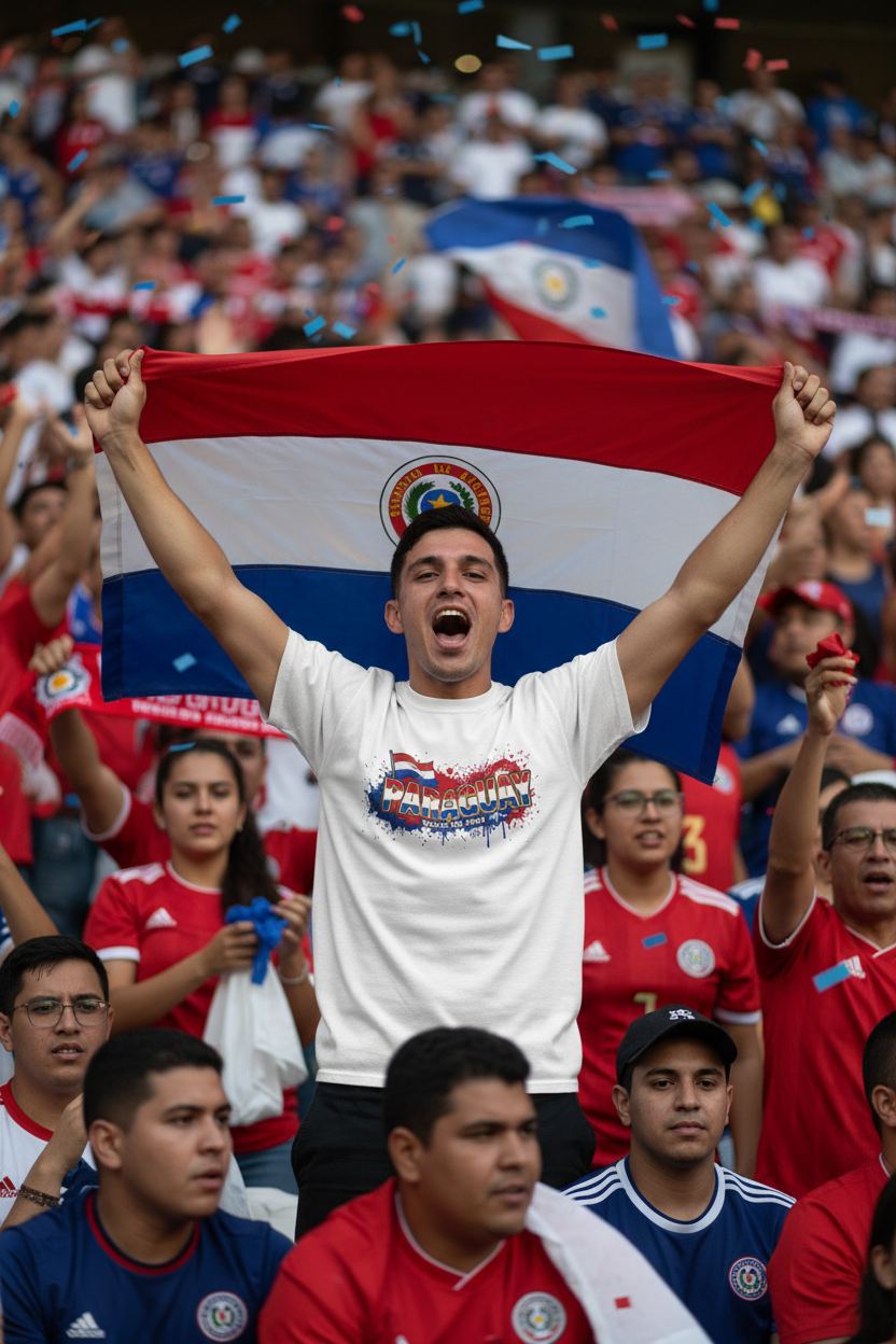Paraguay World Cup 2026 T-Shirt - Bold Graffiti Flag Design by StayClothed.com