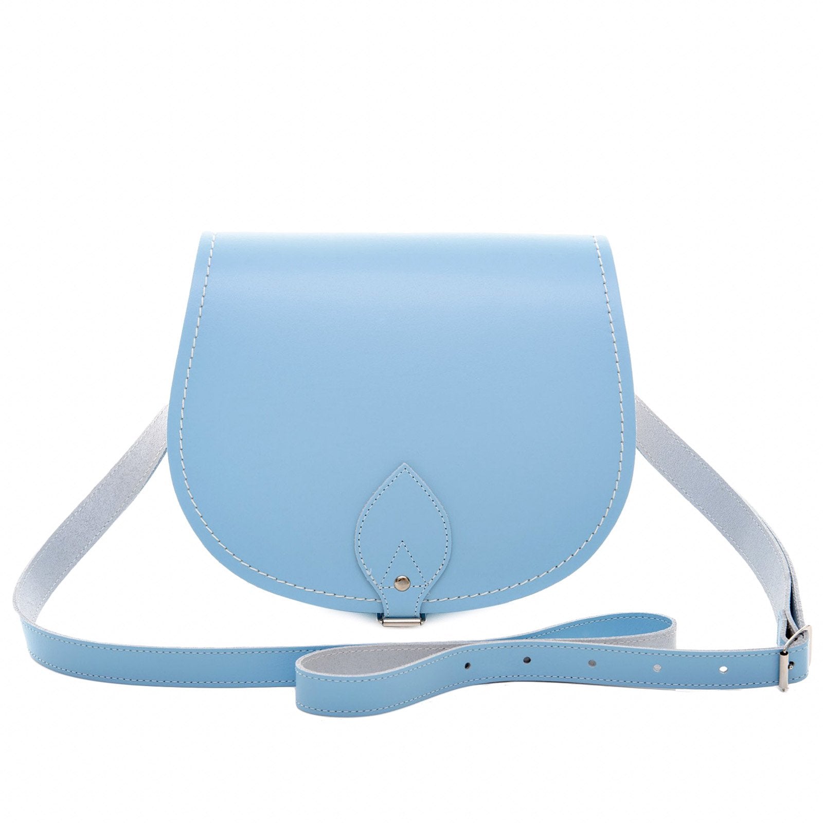 Zatchels Pastel Baby Blue Leather Saddle Bag