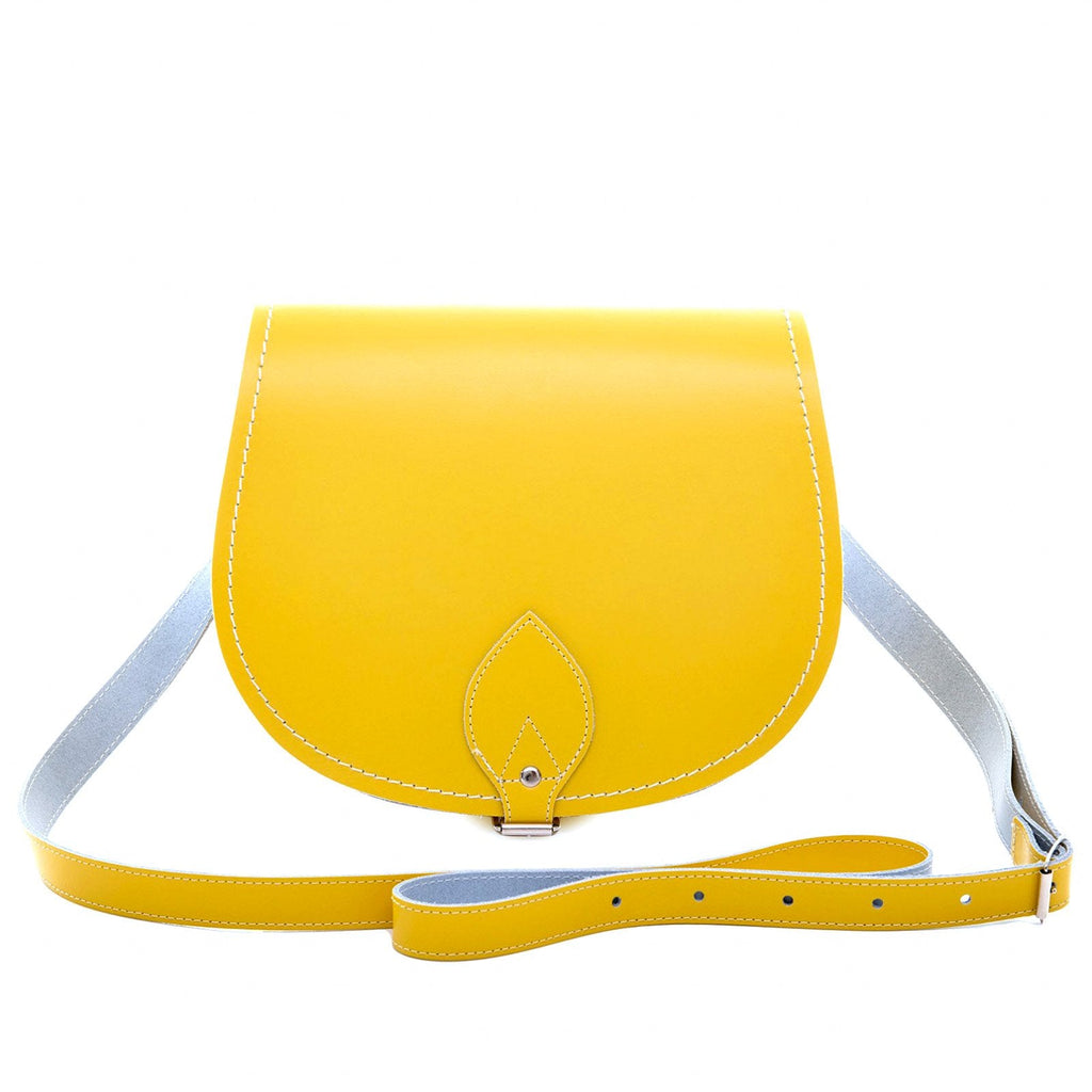 Zatchels Pastel Daffodil Yellow Leather Saddle Bag front view