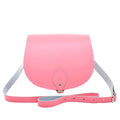 Zatchels Pastel Pink Handmade Leather Saddle Bag front view