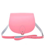 Zatchels Pastel Pink Handmade Leather Saddle Bag front view