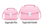 Zatchels Pastel Pink Sugarcube handbag size guide view