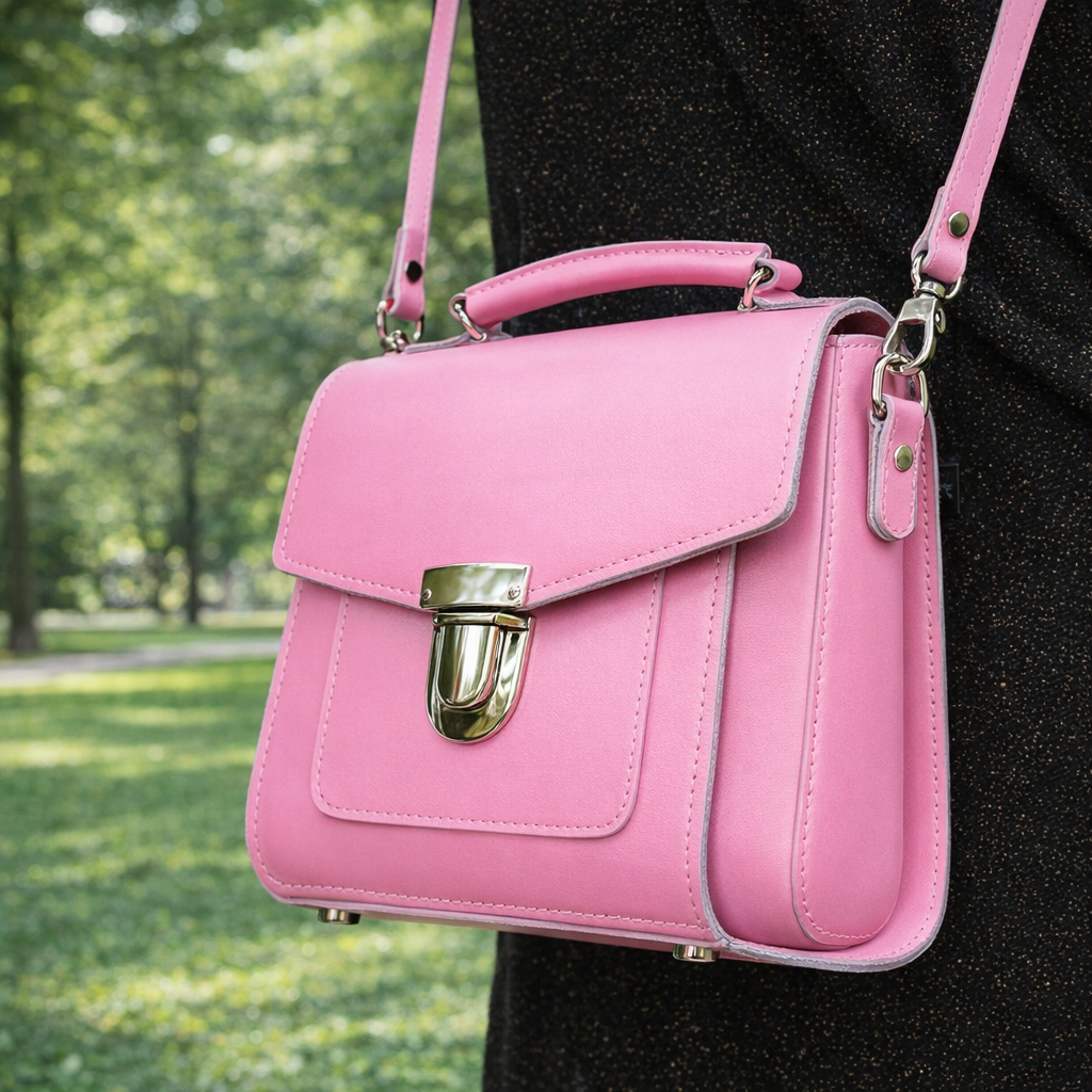Zatchels Pastel Pink Sugarcube handbag model view