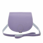 Zatchels Pastel Violet Handmade Leather Saddle Bag front view