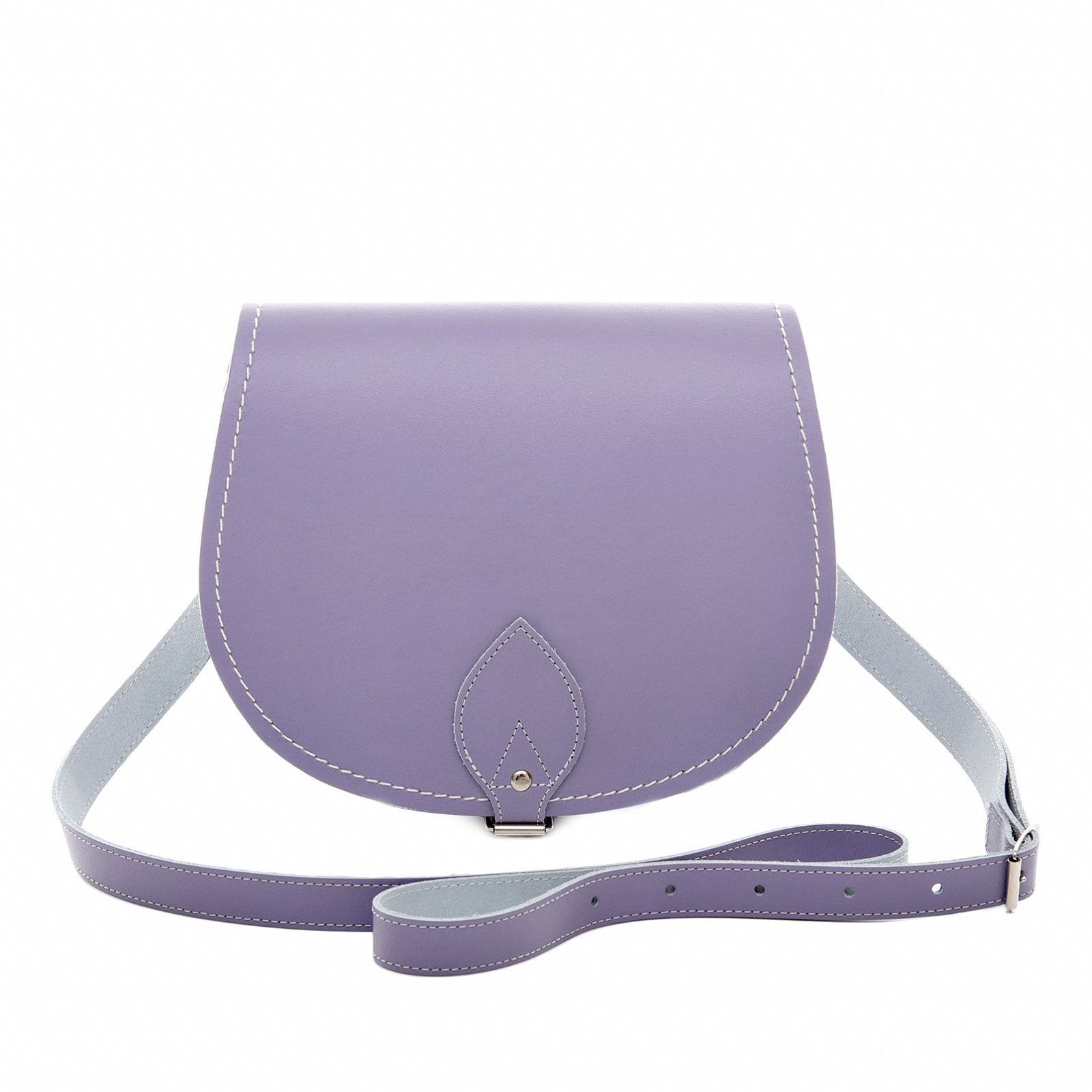 Zatchels Pastel Violet Handmade Leather Saddle Bag front view