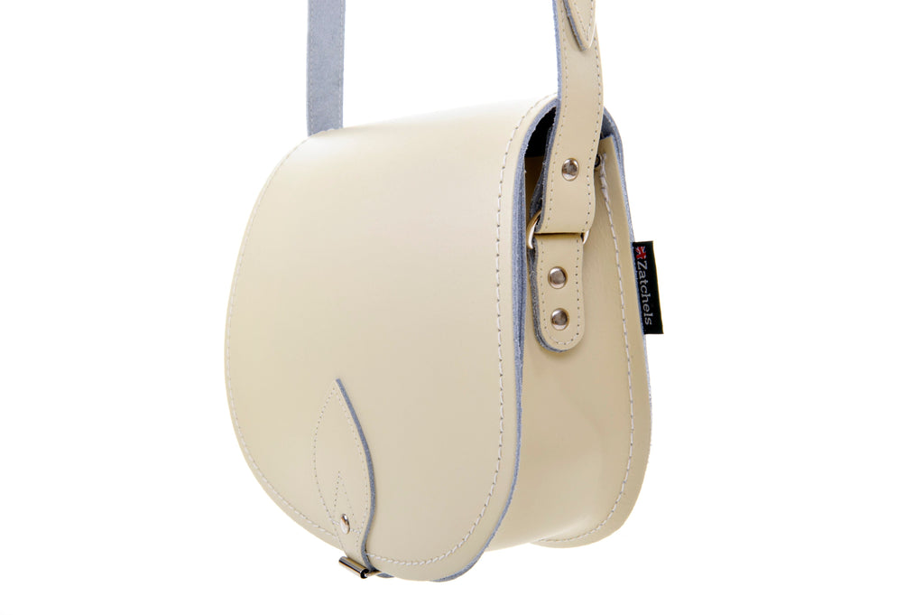 Zatchels Pastel Cream Handmade Leather Saddle Bag