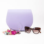 Zatchels Pastel Violet saddle bag size detail