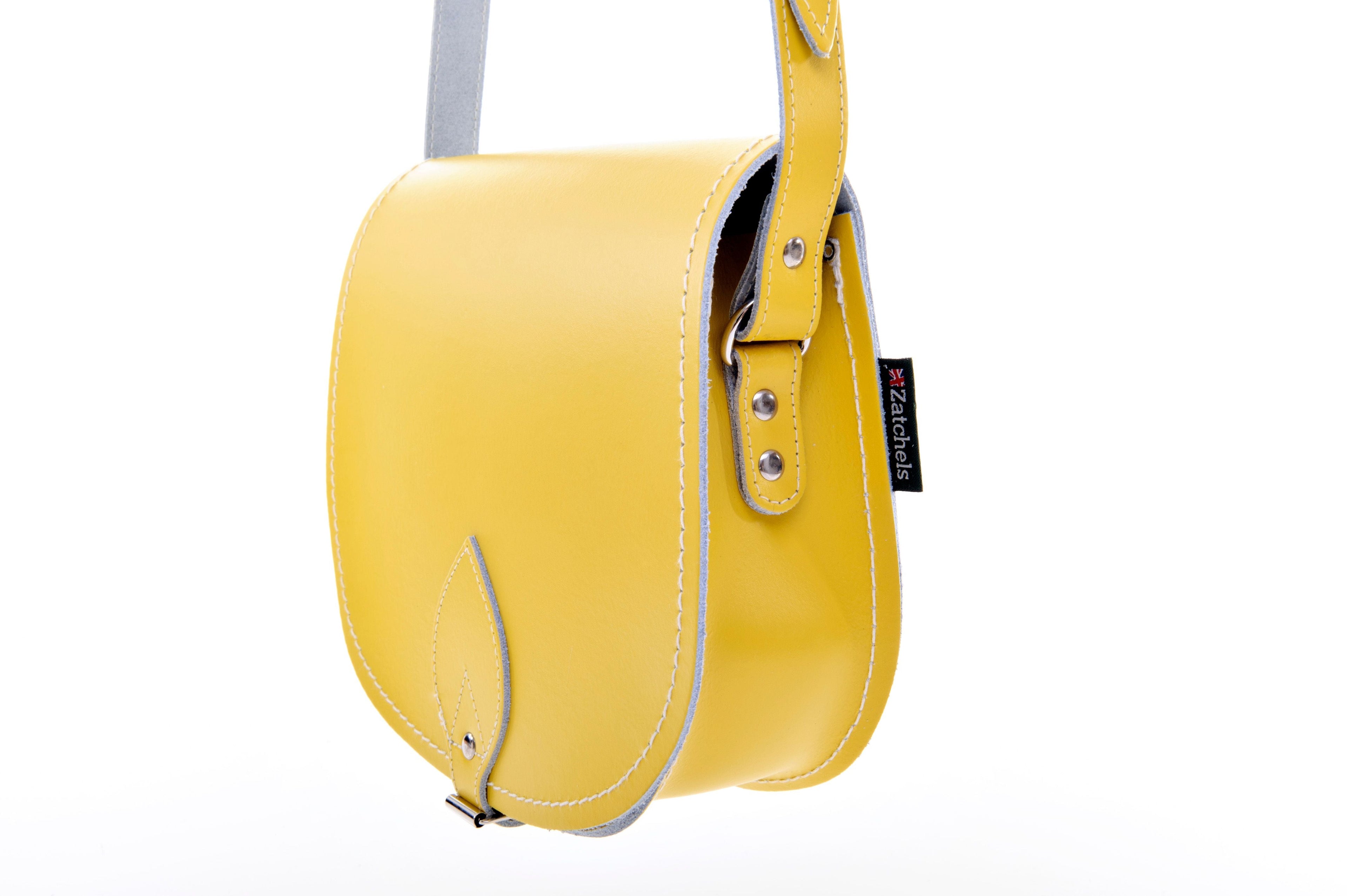 Zatchels Pastel Daffodil Yellow saddle bag side view