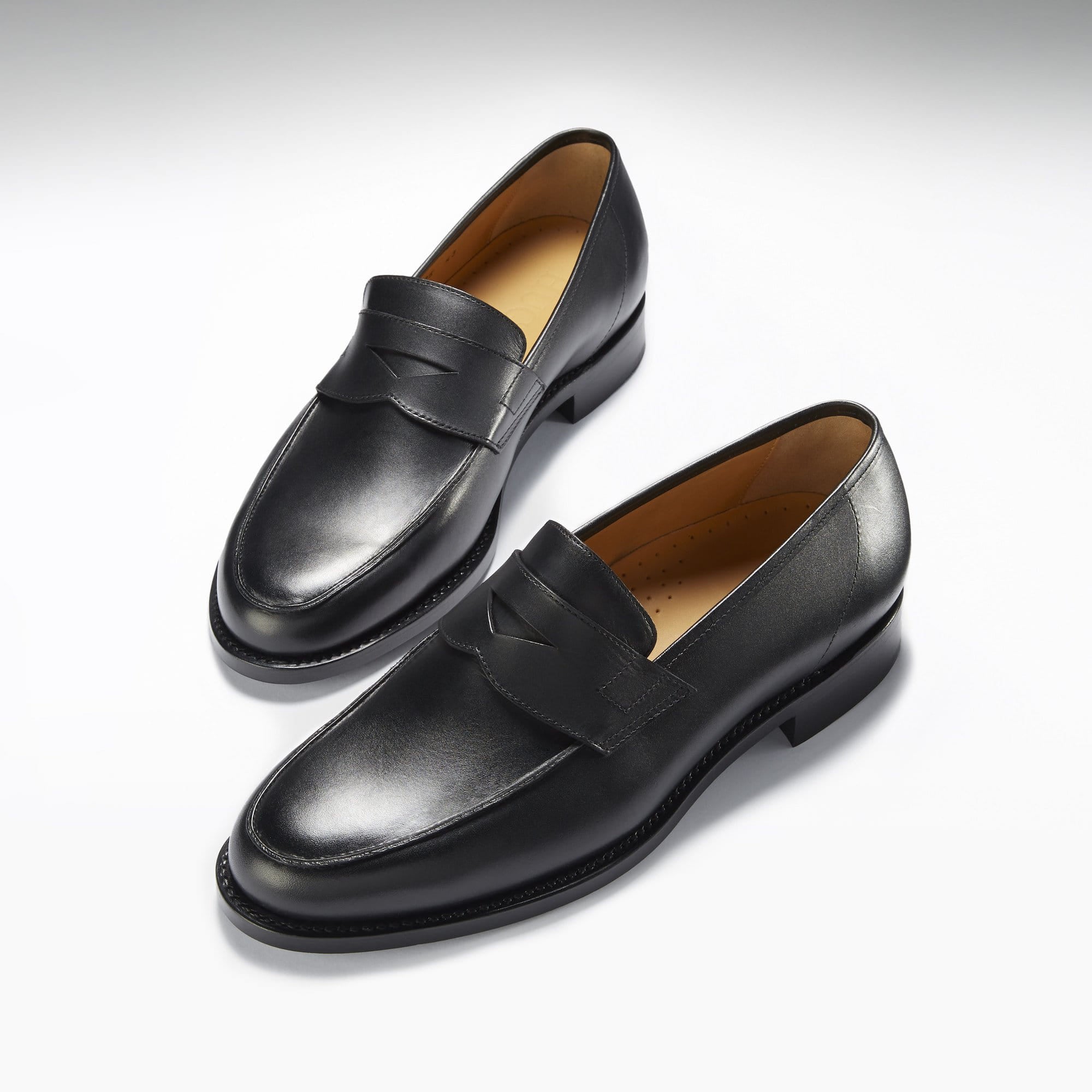 Hugs & Co Mens Black Leather Loafers Welted Leather Sole