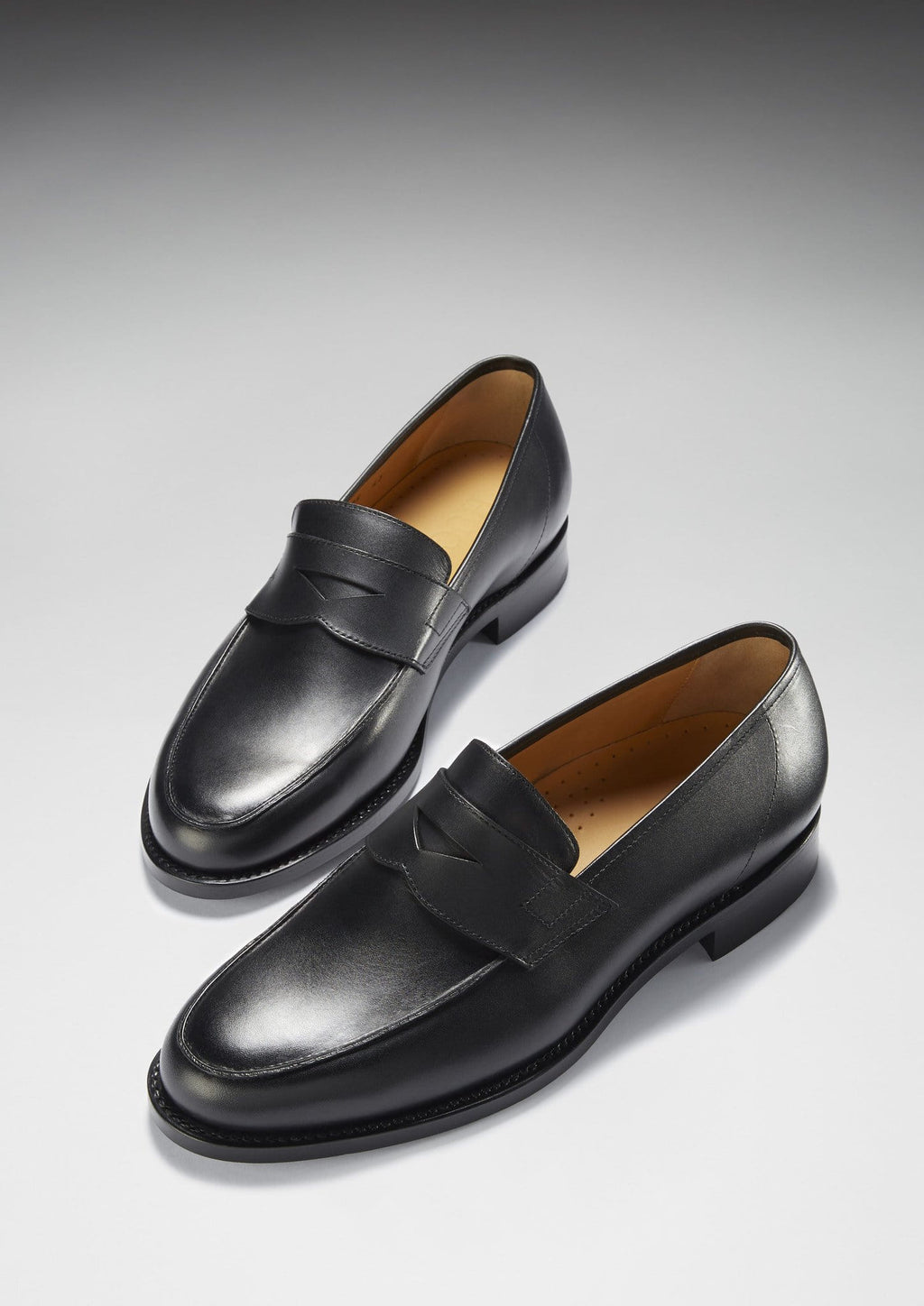 Hugs & Co Mens Black Leather Loafers Welted Leather Sole
