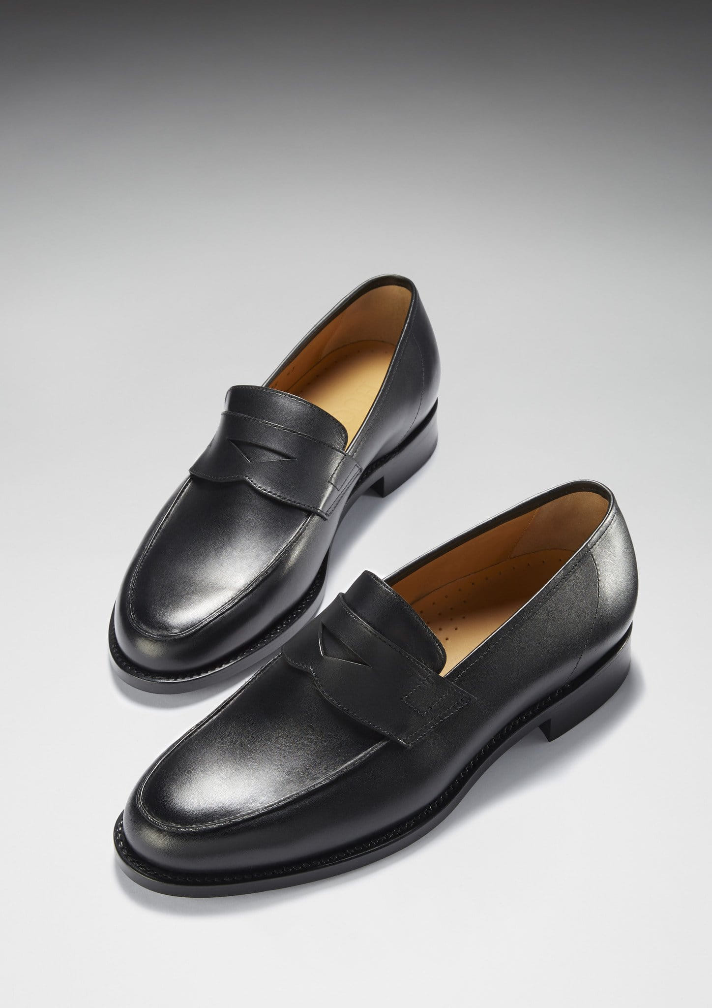 Hugs & Co Mens Black Leather Loafers Welted Leather Sole