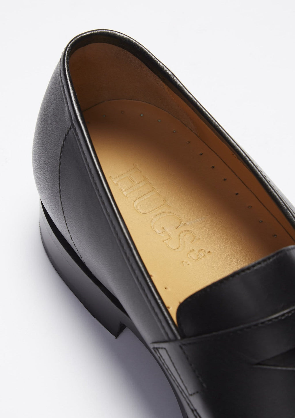 Hugs & Co Mens Black Leather Loafers Welted Leather Sole