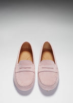 Hugs & Co Womens Penny Driving Loafers Ice Pink Suede