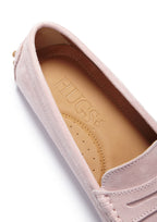 Hugs & Co Womens Penny Driving Loafers Ice Pink Suede