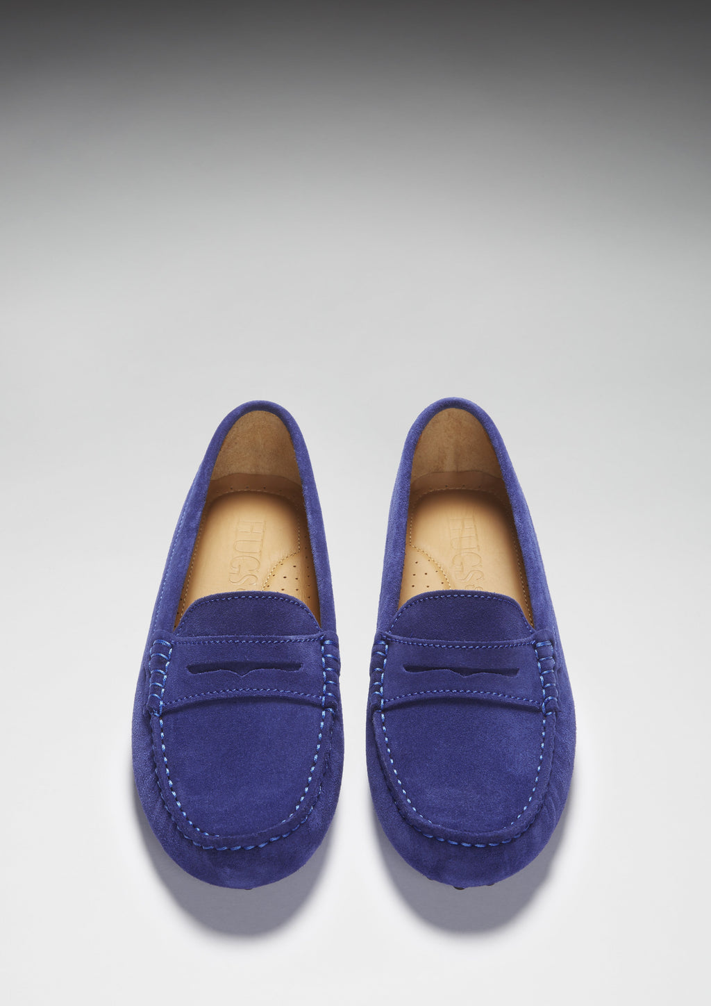 Hugs & Co Womens Penny Driving Loafers Ink Blue Suede