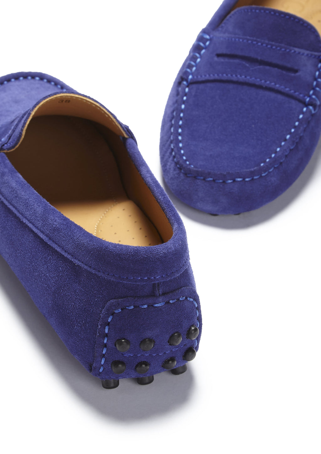 Hugs & Co Womens Penny Driving Loafers Ink Blue Suede