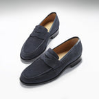 Hugs & Co Mens Navy Blue Suede Loafers Welted Leather Sole