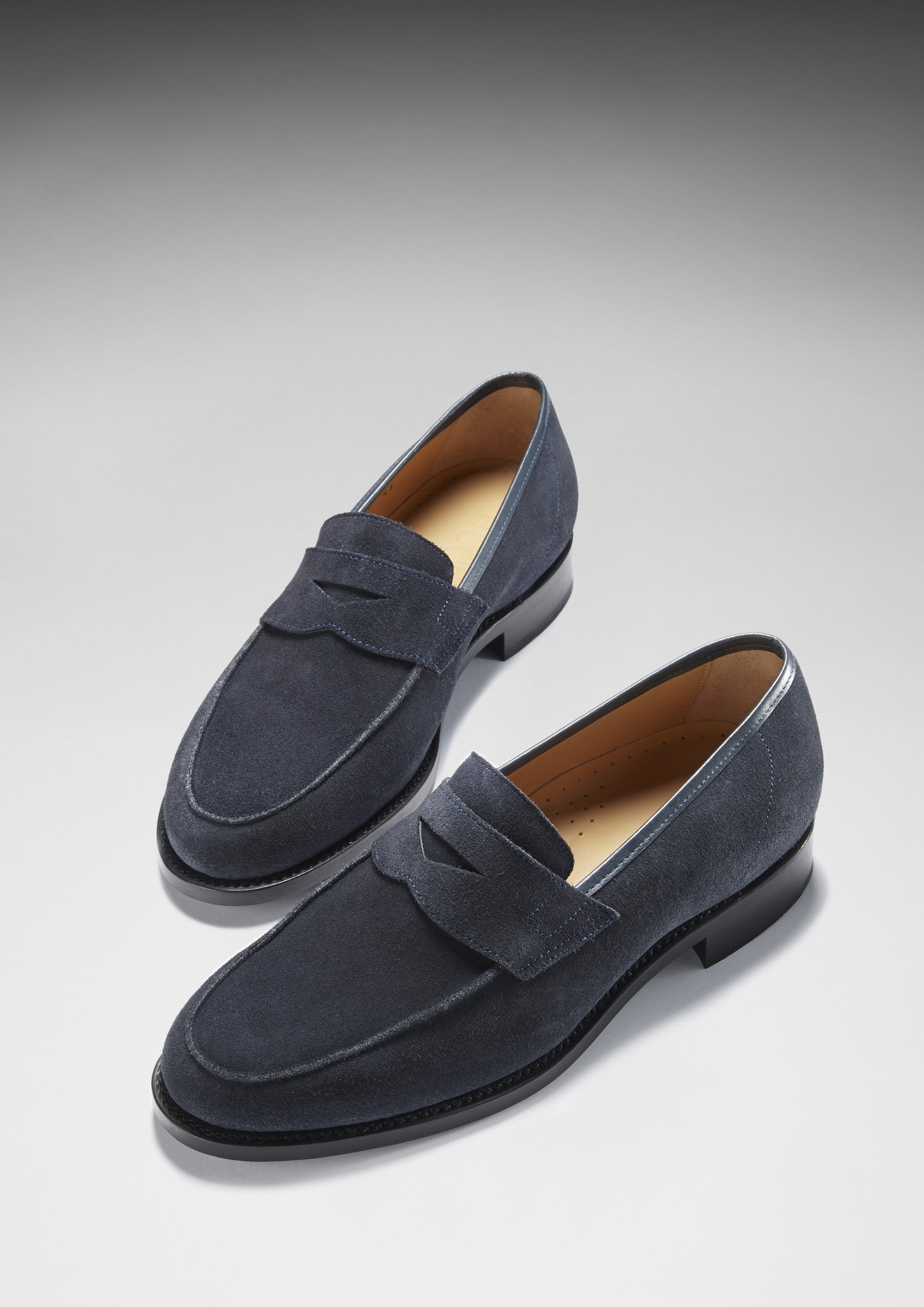 Hugs & Co Mens Navy Blue Suede Loafers Welted Leather Sole