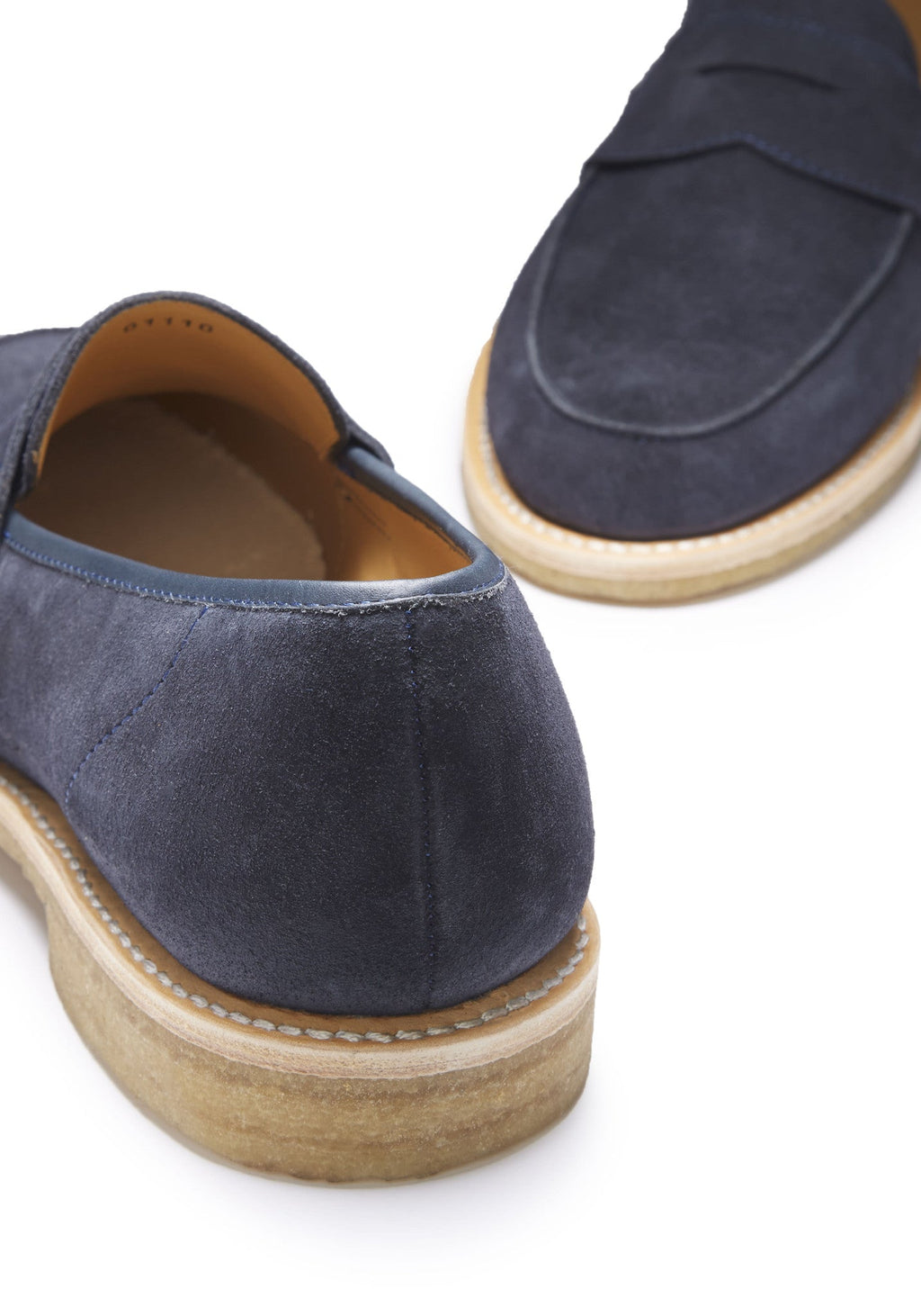 Hugs & Co Mens Blue Suede Loafers Crepe Rubber Welted Sole