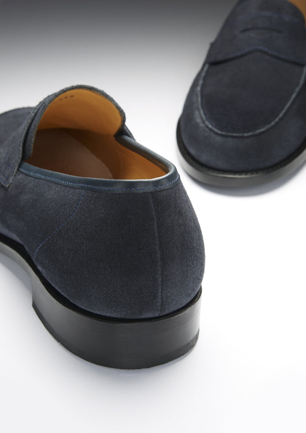 Hugs & Co Mens Navy Blue Suede Loafers Welted Leather Sole