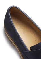 Hugs & Co Mens Blue Suede Loafers Crepe Rubber Welted Sole