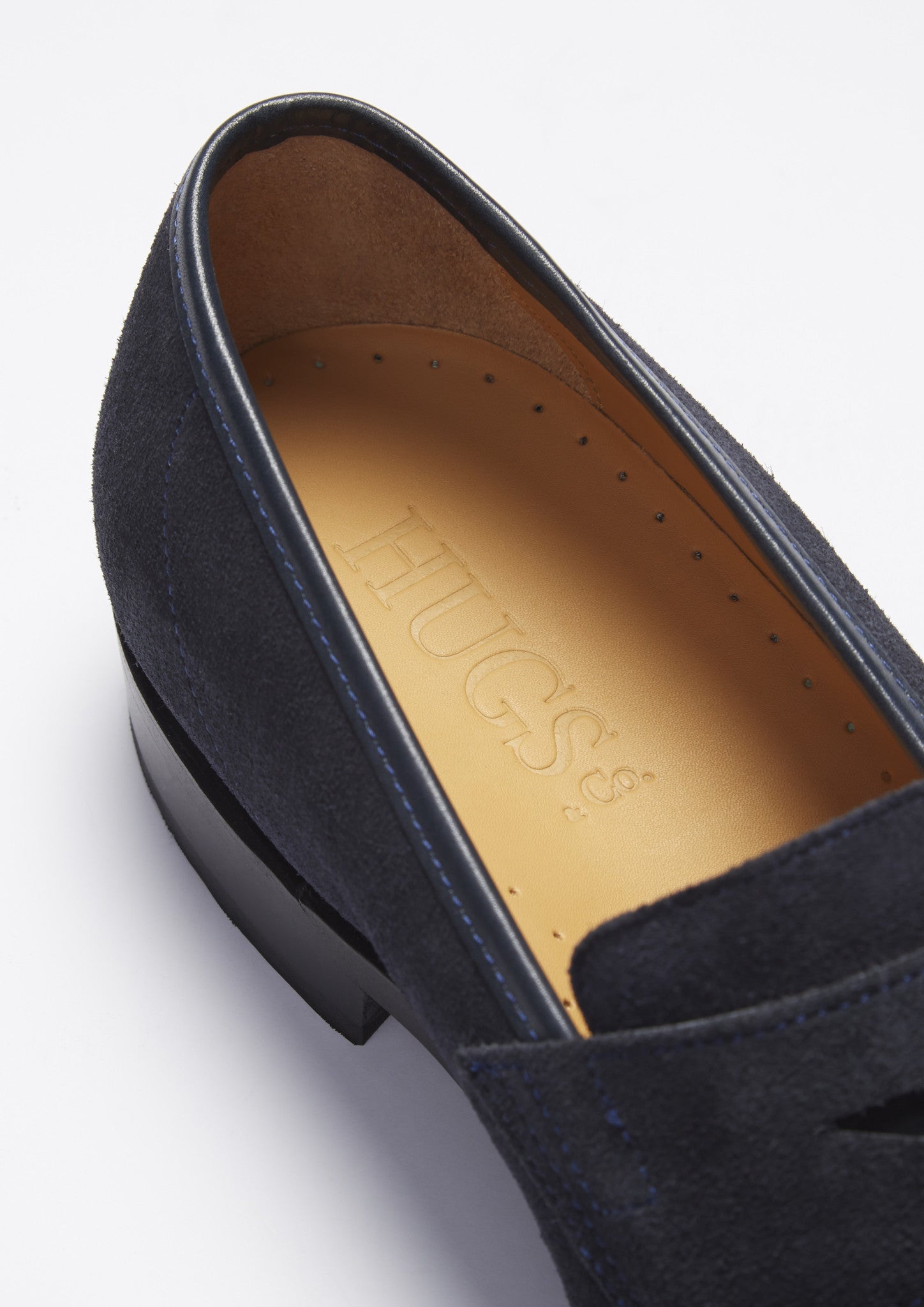 Hugs & Co Mens Navy Blue Suede Loafers Welted Leather Sole