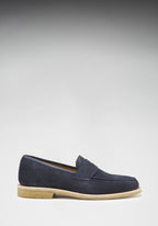 Hugs & Co Mens Blue Suede Loafers Crepe Rubber Welted Sole