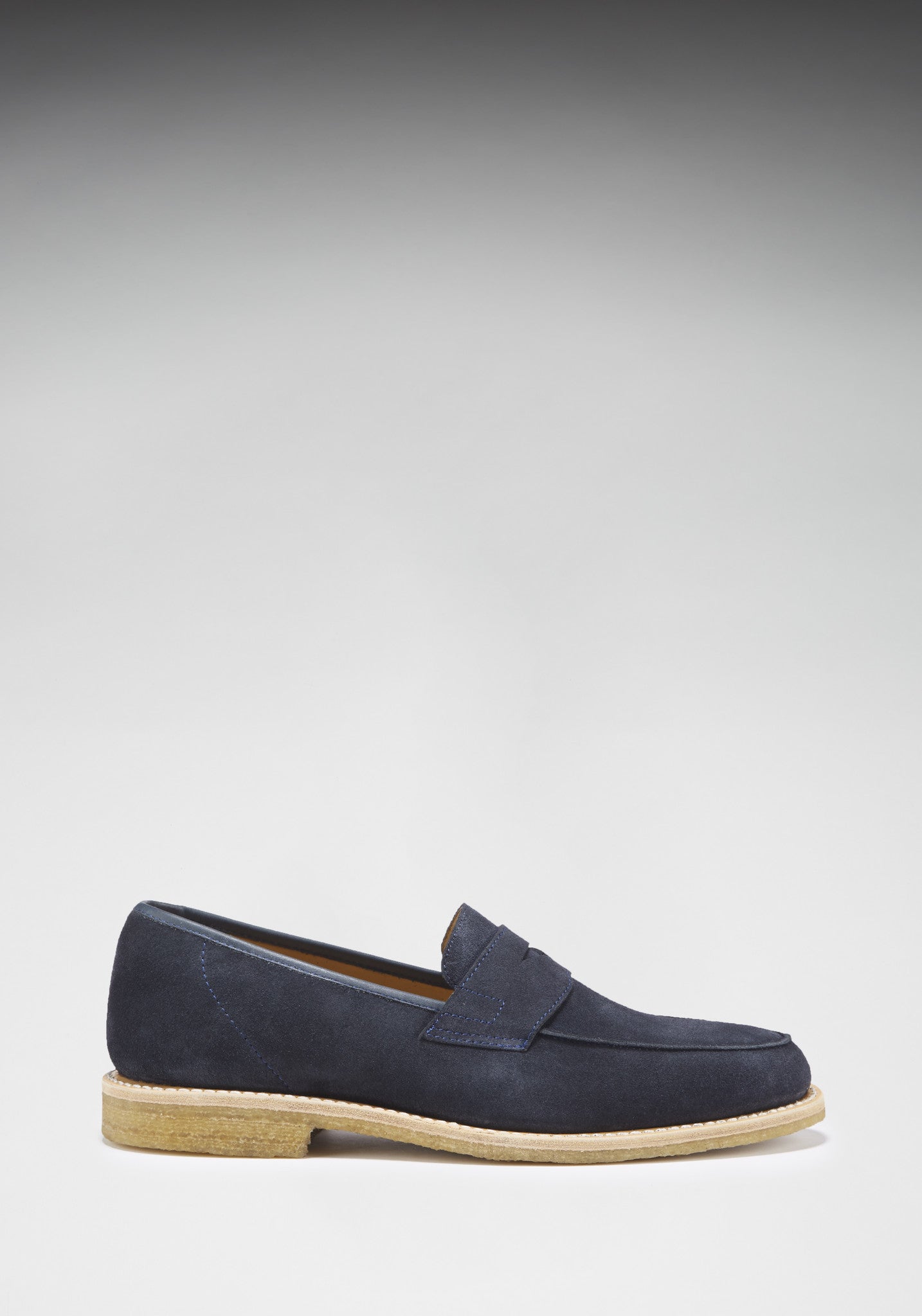 Hugs & Co Mens Blue Suede Loafers Crepe Rubber Welted Sole
