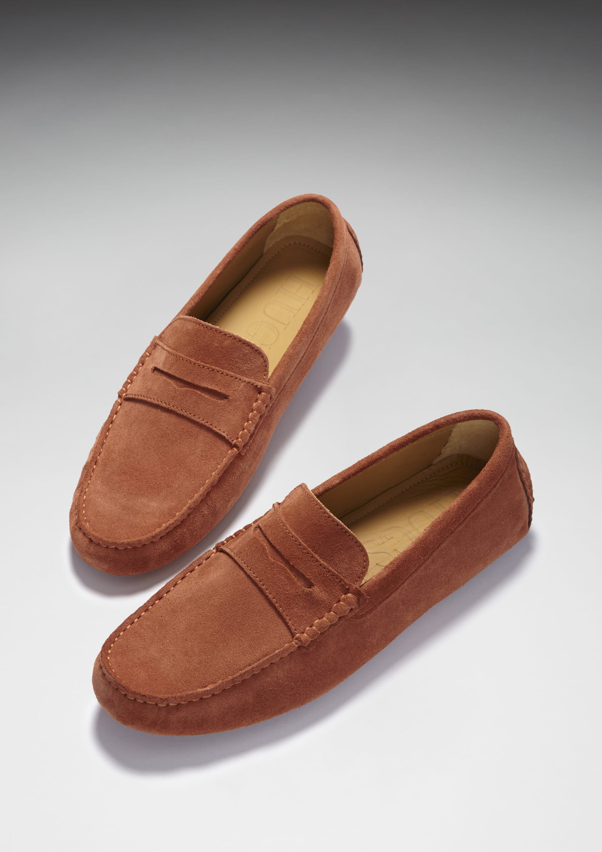 Hugs & Co Mens Penny Driving Loafers Rust Suede