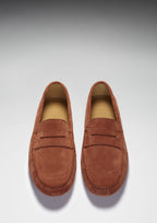 Hugs & Co Mens Penny Driving Loafers Rust Suede