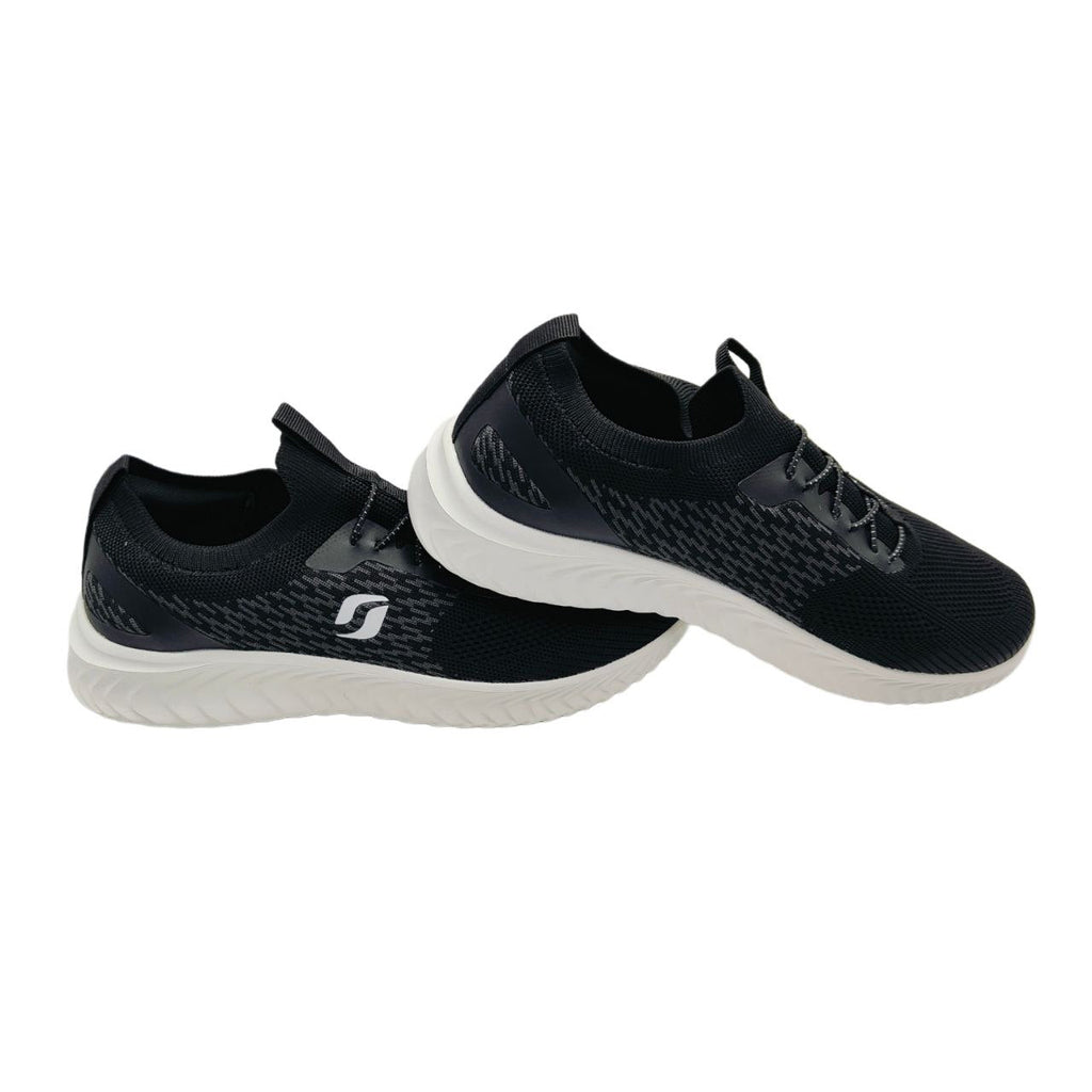 STQ Black White Memory Foam Womens Trainers