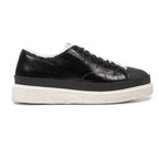 Armani Black Leather Faux Fur Womens Sneakers UK 5 EU 38