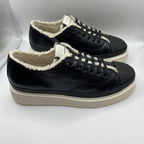 Armani Black Leather Faux Fur Womens Sneakers UK 5 EU 38