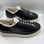 Armani Black Leather Faux Fur Womens Sneakers UK 5 EU 38