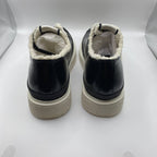 Armani Black Leather Faux Fur Womens Sneakers UK 5 EU 38