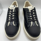 Armani Black Leather Faux Fur Womens Sneakers UK 5 EU 38