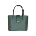 Zatchels Pine Mini Twist Lock Leather Shopper Bag front view