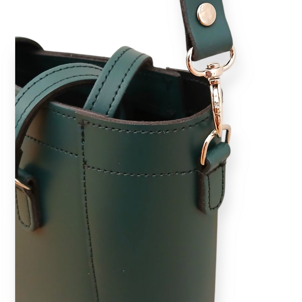 Zatchels Pine mini twist lock shopper bag inside view